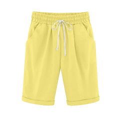 Sunnylia - Women's Elastic Waist Knee Length Casual Cotton Bermuda Shorts with Drawstring