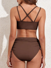 Sunnylia - Women's Bikini Sets Two Piece Swimsuit V Neck High Waisted Ruched Tummy Control Bathing Suit