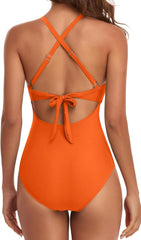 Sunnylia - Women's One Piece Swimsuits Tummy Control Cutout High Waisted Bathing Suit Wrap Tie Back