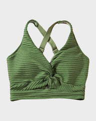 Sunnylia - Textured Knot-Front High-Waisted Bikini Set