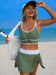 Sunnylia - Women's High Waisted Bikini Sets Tummy Control Swim Skirt Two Piece Swim Suit