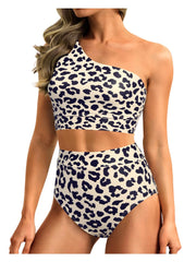 Sunnylia - One Shoulder High Waisted Bikini Sets Two Piece Swimsuit Tummy Control-Black