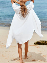 Sunnylia - White Solid Color Long Sun-proof Cardigan Cover Up