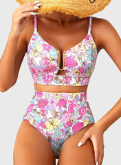 Sunnylia - 2026 Summer Two Piece Bikini Set U-Wire Cutout High Waisted Swimsuit-Black
