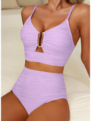 Sunnylia - 2026 Summer Two Piece Bikini Set U-Wire Cutout High Waisted Swimsuit-Black