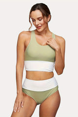 Sunnylia - Sky Blue Colorblock Cut Back Bikini Set