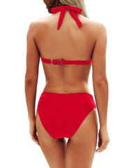 Sunnylia - Women Two Piece Bathing Suits Push Up Bikini Set Halter Swimsuit Vintage Swimwear