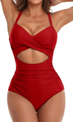 Sunnylia - Women's One Piece Swimsuits Tummy Control Cutout High Waisted Bathing Suit Wrap Tie Back