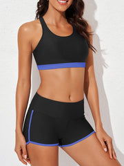 Sunnylia - Womens Athletic 3 Piece Tankini Swimsuits with Shorts Swim Tank Tops