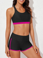 Sunnylia - Womens Athletic 3 Piece Tankini Swimsuits with Shorts Swim Tank Tops