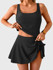 Sunnylia - Tankini Swimsuit for Women Tummy Control Two Piece Bathing Suit High Waisted Tank Top with Swim Skirt