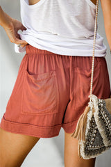 Sunnylia - Womens Drawstring Shorts Summer Elastic Waist Casual Lightweight with Pockets