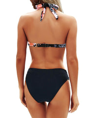 Sunnylia - Women Two Piece Bathing Suits Push Up Bikini Set Halter Swimsuit Vintage Swimwear