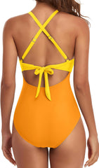 Sunnylia - Women's One Piece Swimsuits Tummy Control Cutout High Waisted Bathing Suit Wrap Tie Back