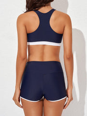 Sunnylia - Womens Athletic 3 Piece Tankini Swimsuits with Shorts Swim Tank Tops