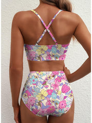 Sunnylia - 2026 Summer Two Piece Bikini Set U-Wire Cutout High Waisted Swimsuit-Black