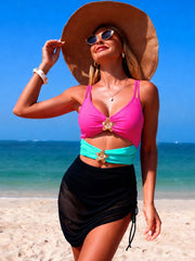 Sunnylia - Women’s One Piece Swim Dress Cut Out Tummy Control Swimsuit with Skirt