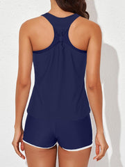 Sunnylia - Womens Athletic 3 Piece Tankini Swimsuits with Shorts Swim Tank Tops