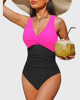 Sunnylia - Women Tummy Control One Piece Swimsuit - Push Up Bathing Suit Full Coverage Slimming Swimwear