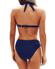Sunnylia - Women Two Piece Bathing Suits Push Up Bikini Set Halter Swimsuit Vintage Swimwear