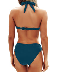 Sunnylia - Women Two Piece Bathing Suits Push Up Bikini Set Halter Swimsuit Vintage Swimwear