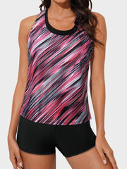 Sunnylia - Womens Athletic 3 Piece Tankini Swimsuits with Shorts Swim Tank Tops