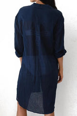 Sunnylia - Navy Pocket Long Sleeve Cover Up