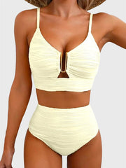 Sunnylia - 2026 Summer Two Piece Bikini Set U-Wire Cutout High Waisted Swimsuit-Black