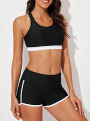Sunnylia - Womens Athletic 3 Piece Tankini Swimsuits with Shorts Swim Tank Tops