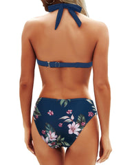 Sunnylia - Women Two Piece Bathing Suits Push Up Bikini Set Halter Swimsuit Vintage Swimwear