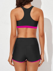Sunnylia - Womens Athletic 3 Piece Tankini Swimsuits with Shorts Swim Tank Tops
