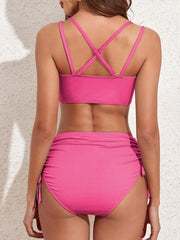 Sunnylia - Women's Bikini Sets Two Piece Swimsuit V Neck High Waisted Ruched Tummy Control Bathing Suit