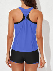 Sunnylia - Womens Athletic 3 Piece Tankini Swimsuits with Shorts Swim Tank Tops