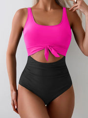 Sunnylia - Women's One Piece Swimsuit Tummy Control Slimming Bathing Suit Cutout Tie Knot Swimwear