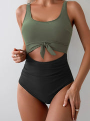 Sunnylia - Women's One Piece Swimsuit Tummy Control Slimming Bathing Suit Cutout Tie Knot Swimwear