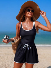 Sunnylia - Women's Modest One Piece Swimsuit Shorts Loose Fit Sport Bathing Suit
