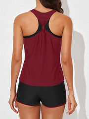 Sunnylia - Womens Athletic 3 Piece Tankini Swimsuits with Shorts Swim Tank Tops