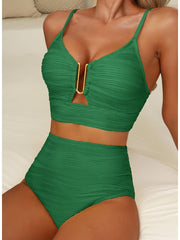 Sunnylia - 2026 Summer Two Piece Bikini Set U-Wire Cutout High Waisted Swimsuit-Black