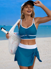 Sunnylia - Women's High Waisted Bikini Sets Tummy Control Swim Skirt Two Piece Swim Suit