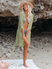 Sunnylia - Black Solid Color Tie Sun-proof Belt Sexy V Neck Cover Up