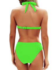 Sunnylia - Women Two Piece Bathing Suits Push Up Bikini Set Halter Swimsuit Vintage Swimwear