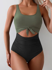 Sunnylia - Women's One Piece Swimsuit Tummy Control Slimming Bathing Suit Cutout Tie Knot Swimwear