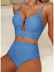 Sunnylia - 2026 Summer Two Piece Bikini Set U-Wire Cutout High Waisted Swimsuit-Black