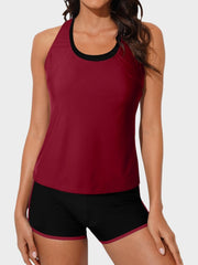 Sunnylia - Womens Athletic 3 Piece Tankini Swimsuits with Shorts Swim Tank Tops