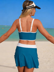 Sunnylia - Women's High Waisted Bikini Sets Tummy Control Swim Skirt Two Piece Swim Suit
