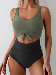 Sunnylia - Women's One Piece Swimsuit Tummy Control Slimming Bathing Suit Cutout Tie Knot Swimwear