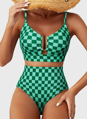 Sunnylia - 2026 Summer Two Piece Bikini Set U-Wire Cutout High Waisted Swimsuit-Black