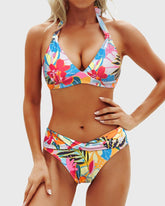 Sunnylia - Women Two Piece Bathing Suits Push Up Bikini Set Halter Swimsuit Vintage Swimwear