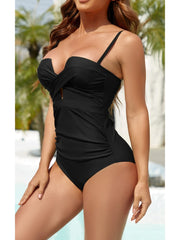Sunnylia - Women's Push Up Wrap Front Swimsuit One Piece Tummy Control Bathing Suits Bandeau Support Slimming Swimwear