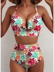 Sunnylia - 2026 Summer Two Piece Bikini Set U-Wire Cutout High Waisted Swimsuit-Black